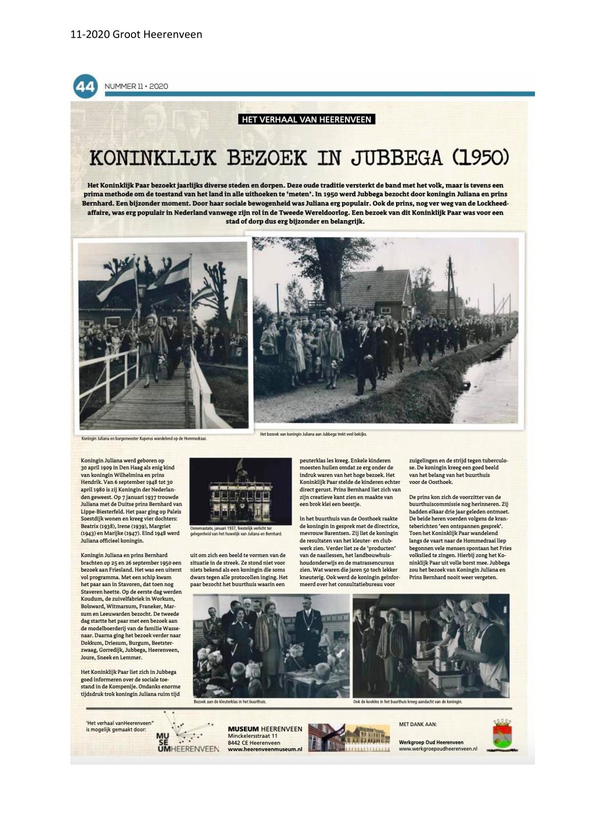 Koninklijk bezoek aan Jubbega 1950